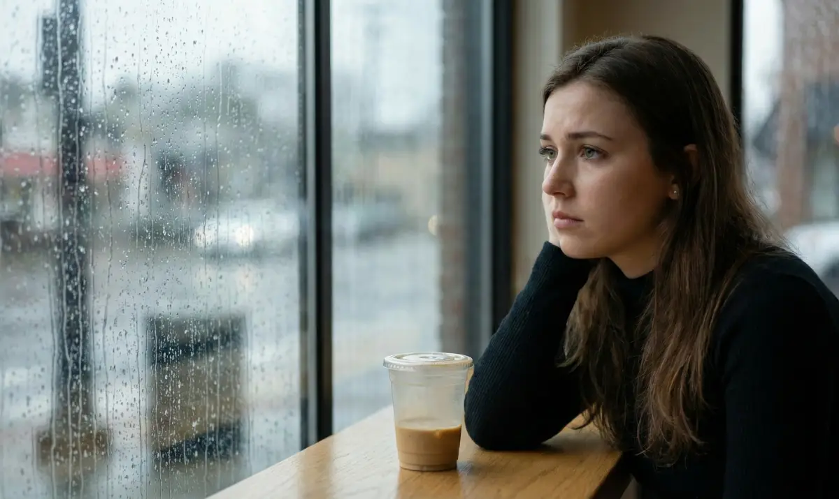 헤어진 후 시간이 지나 빈자리를 느끼며 후회하는 여성의 모습