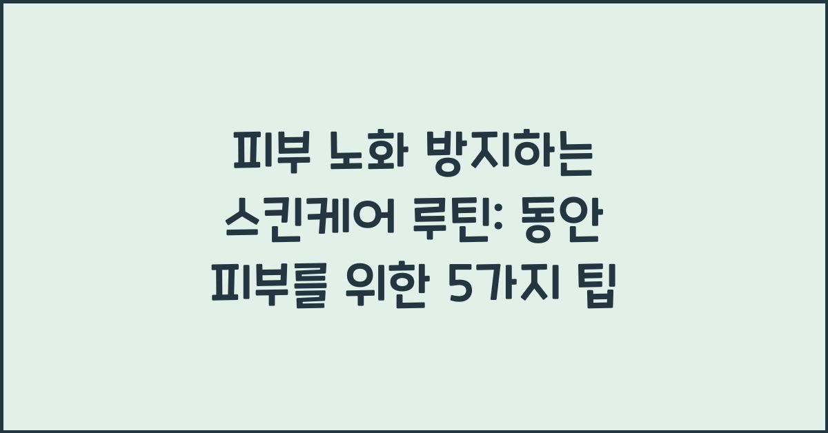 피부 노화 방지하는 스킨케어 루틴: 동안 피부를 유지하는 비결