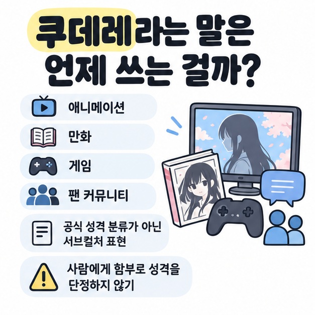 쿠데레를 언제 쓰는지 캐릭터 성격과 팬덤 표현으로 정리한 그림