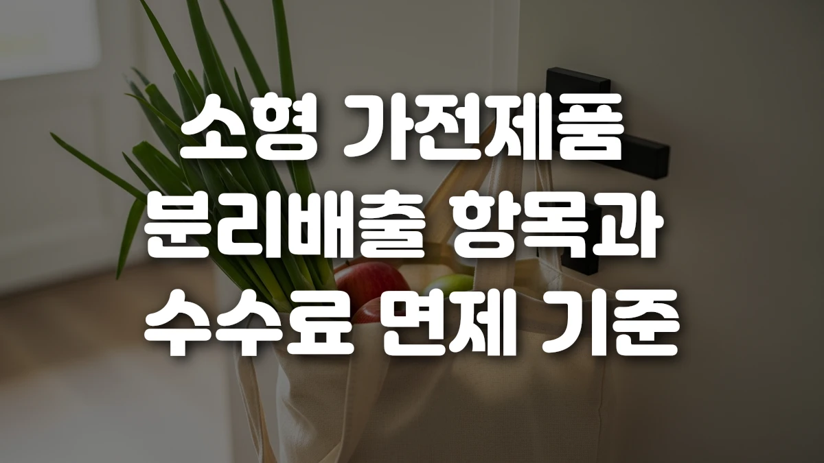 소형 가전제품 분리배출 항목과 수수료 면제 기준