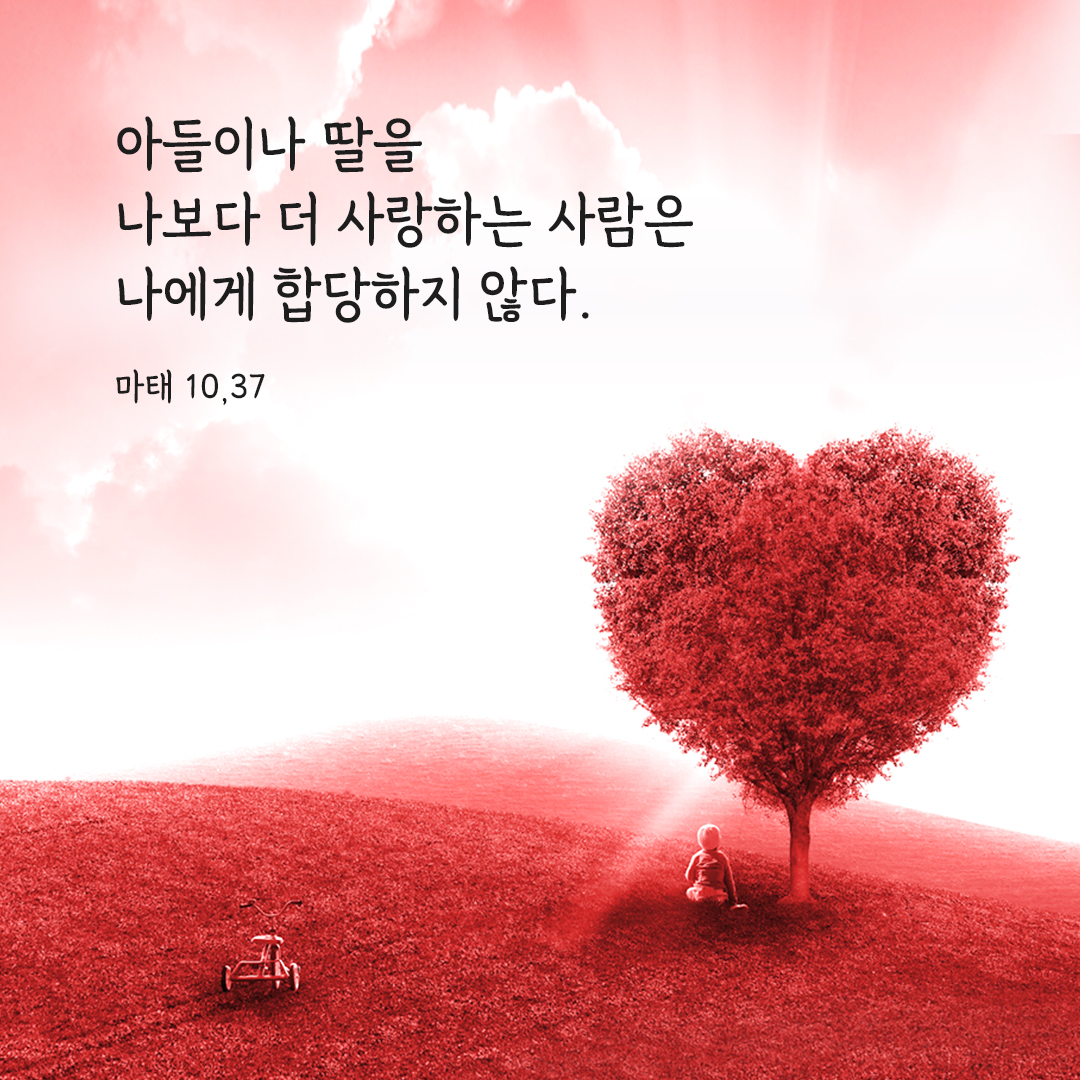 아들이나 딸을 나보다 더 사랑하는 사람은 나에게 합당하지 않다. (마태 10,37) 마태오복음 성경 말씀 카드 이미지