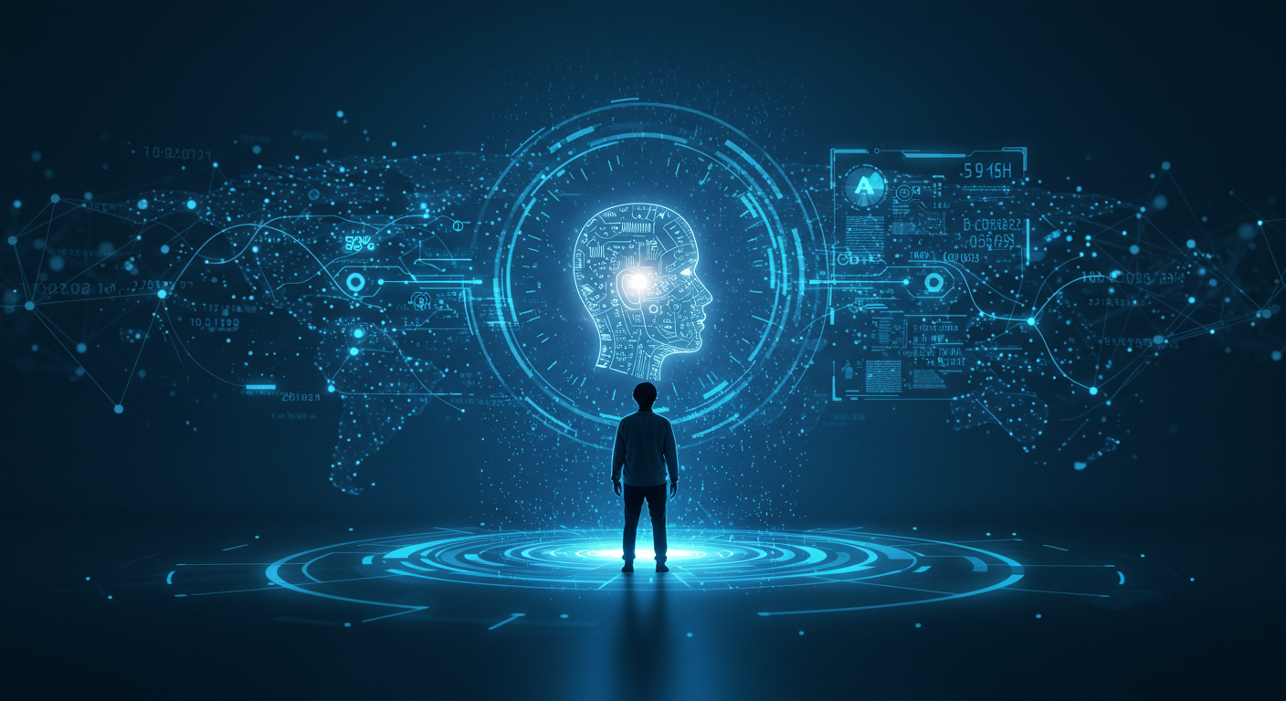 AI 에이전트가 새로운 기술 패러다임을 열고 있음을 상징하는 이미지