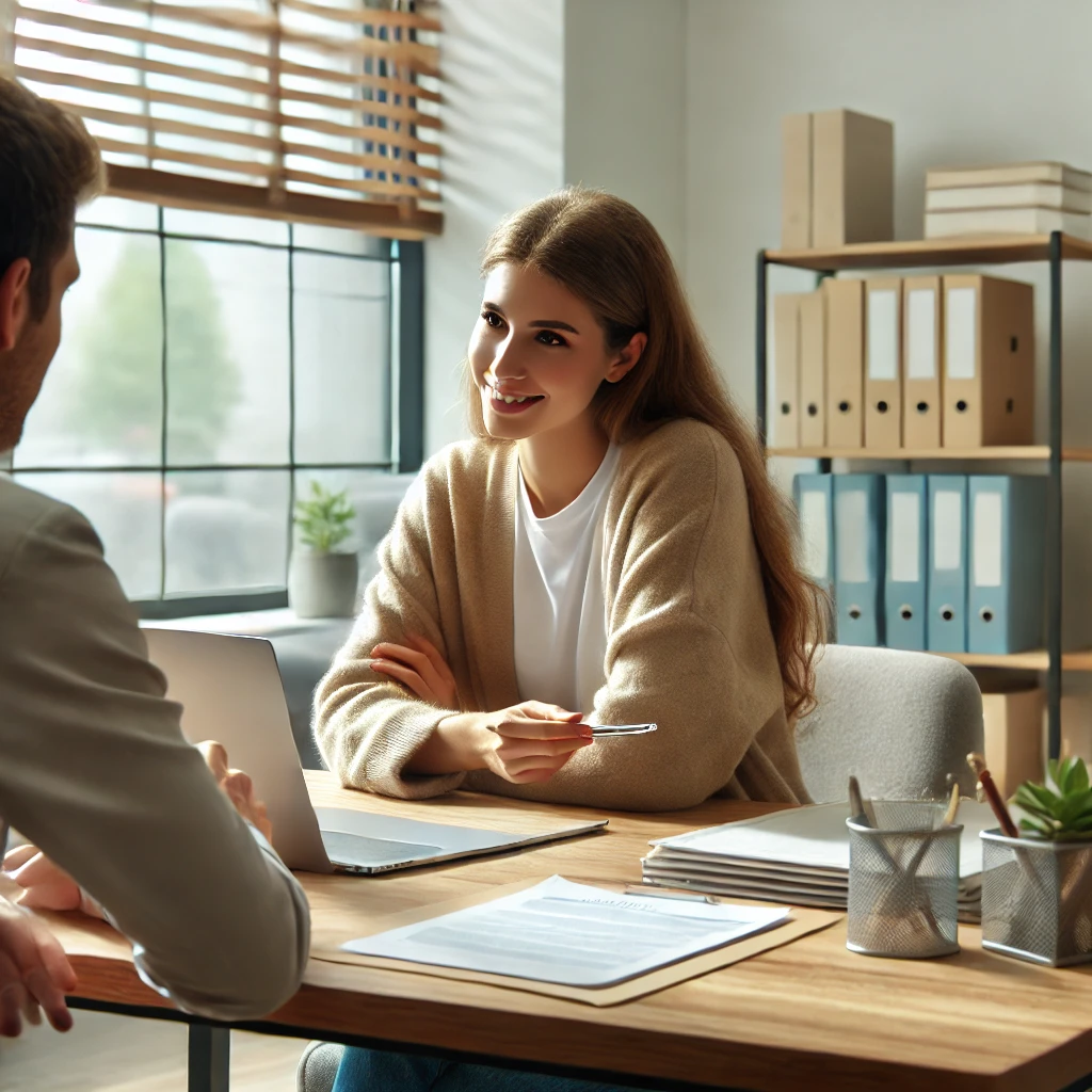 사회복지사가 클라이언트를 상담하는 모습