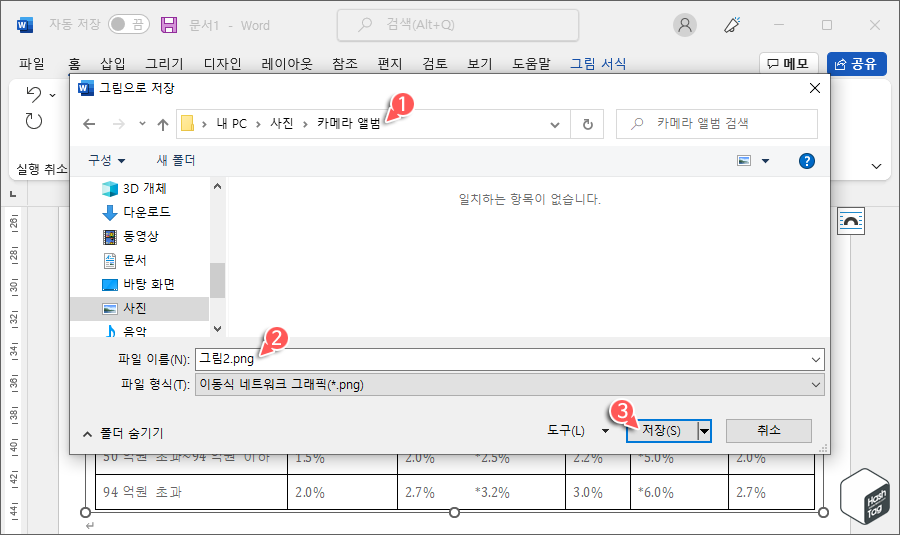 Microsoft Word 이미지 변환 &gt; 이미지 저장