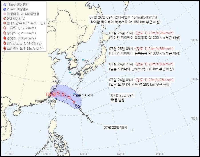 7&middot;8&middot;9호 태풍 동시 북상중 (7호 샌프란시스코)