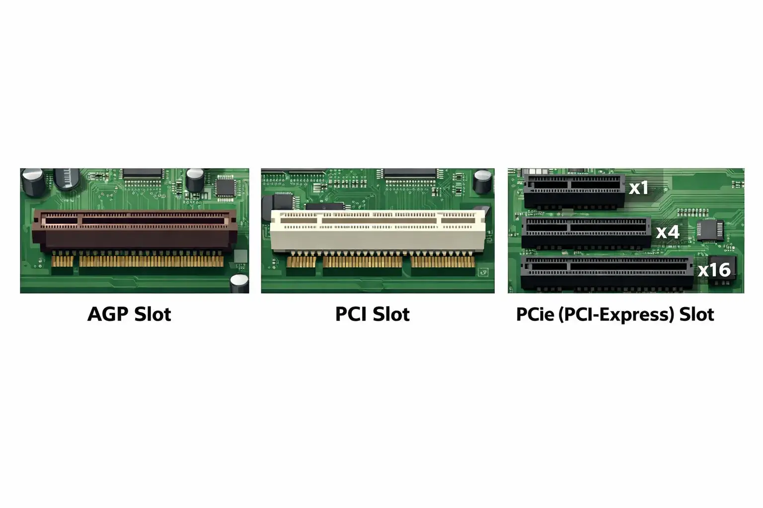 AGP PCI PCIe(PCI-Express) 슬롯 디자인 차이