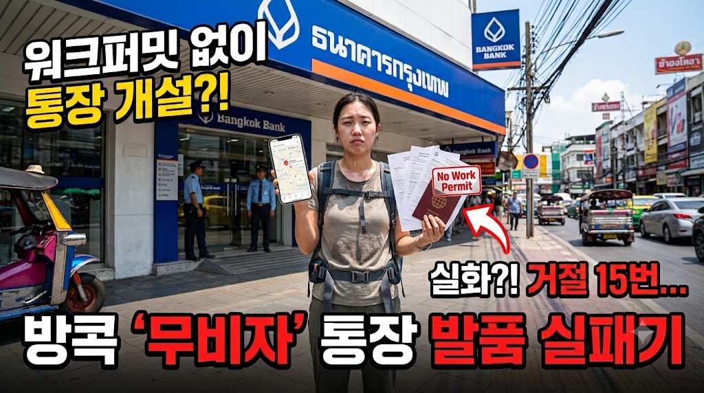 방콕 스쿰윗 거리에 위치한 카시콘 은행(Kbank) 지점 입구에서 외국인들이 줄을 서 있는 모습