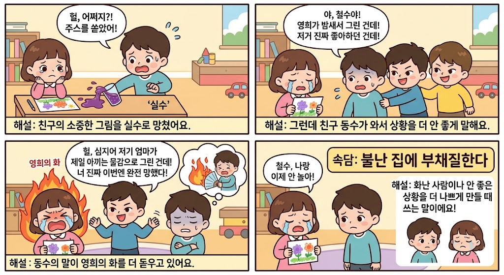 불난 집에 부채질한다 속담