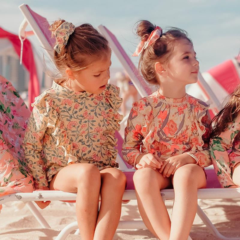 아동 프릴 수영복, 여아 플라워 프릴 래쉬가드, 여아 루이스 래쉬가드