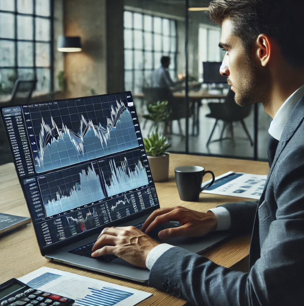 세무 컨설턴트가 차트와 그래프를 활용해 세금절약방법을 분석하는 장면