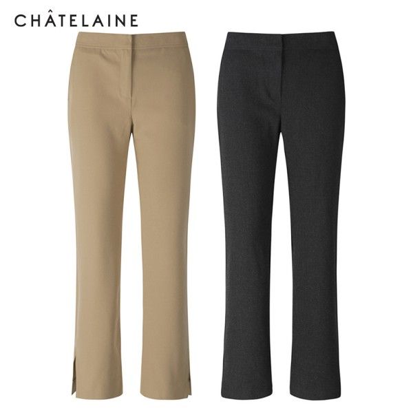 샤트렌 뒷밴딩 밑단 스판절개 팬츠