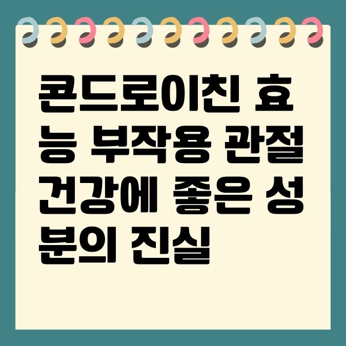콘드로이친 효능 부작용 관절 건강에 좋은 성분의 진실