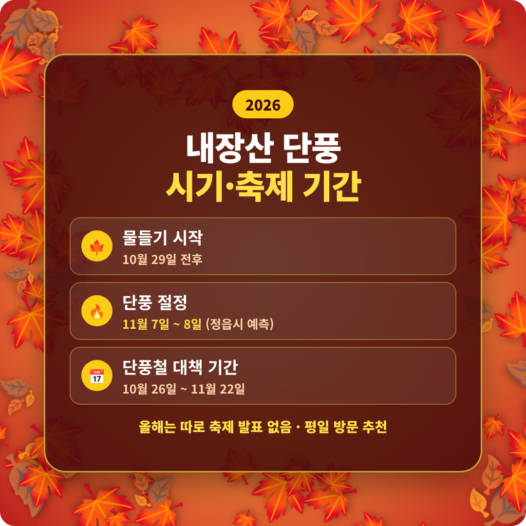 내장산 단풍축제 기간 이미지