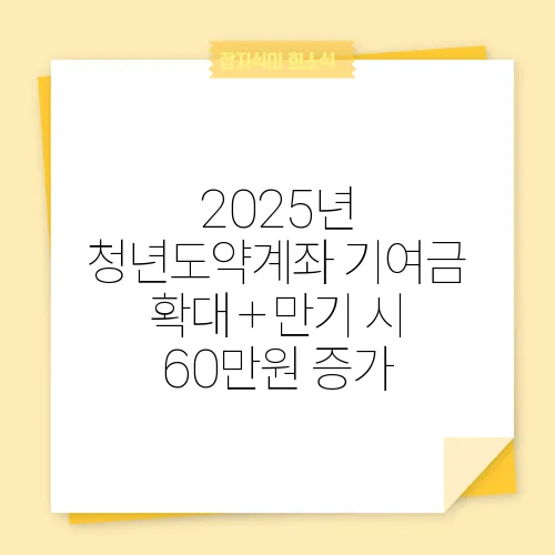 2025년 청년도약계좌 기여금 확대+만기 시 60만원 증가