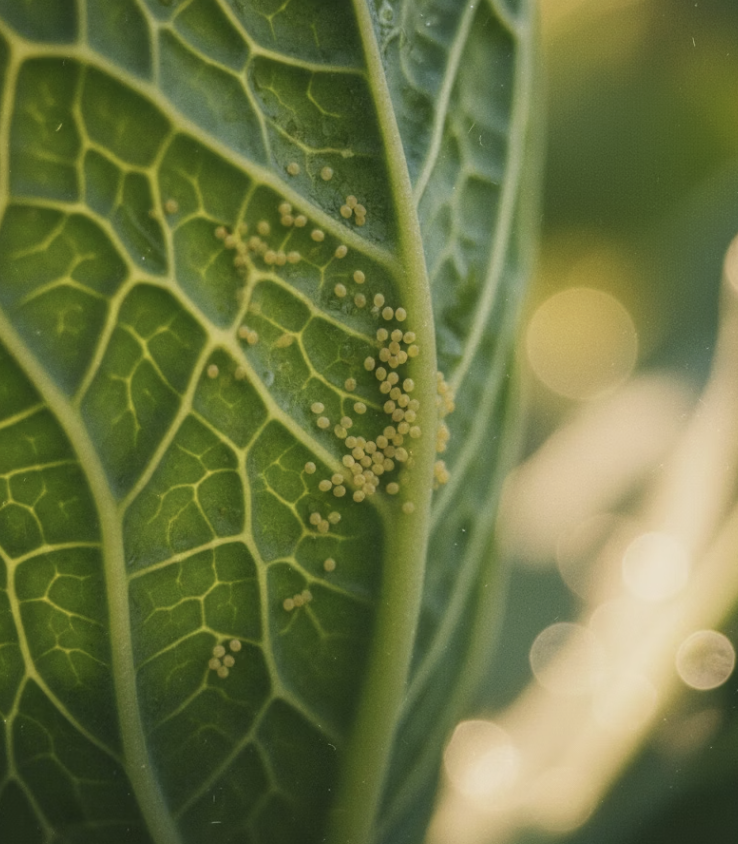 보이지 않는 적&amp;#44; 잎 뒷면의 노란 알