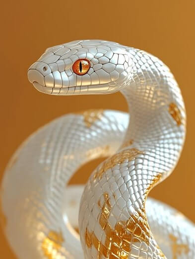 흰-뱀이-황금빛을-띠며-영롱한-자태를-뽐내고있는-모습