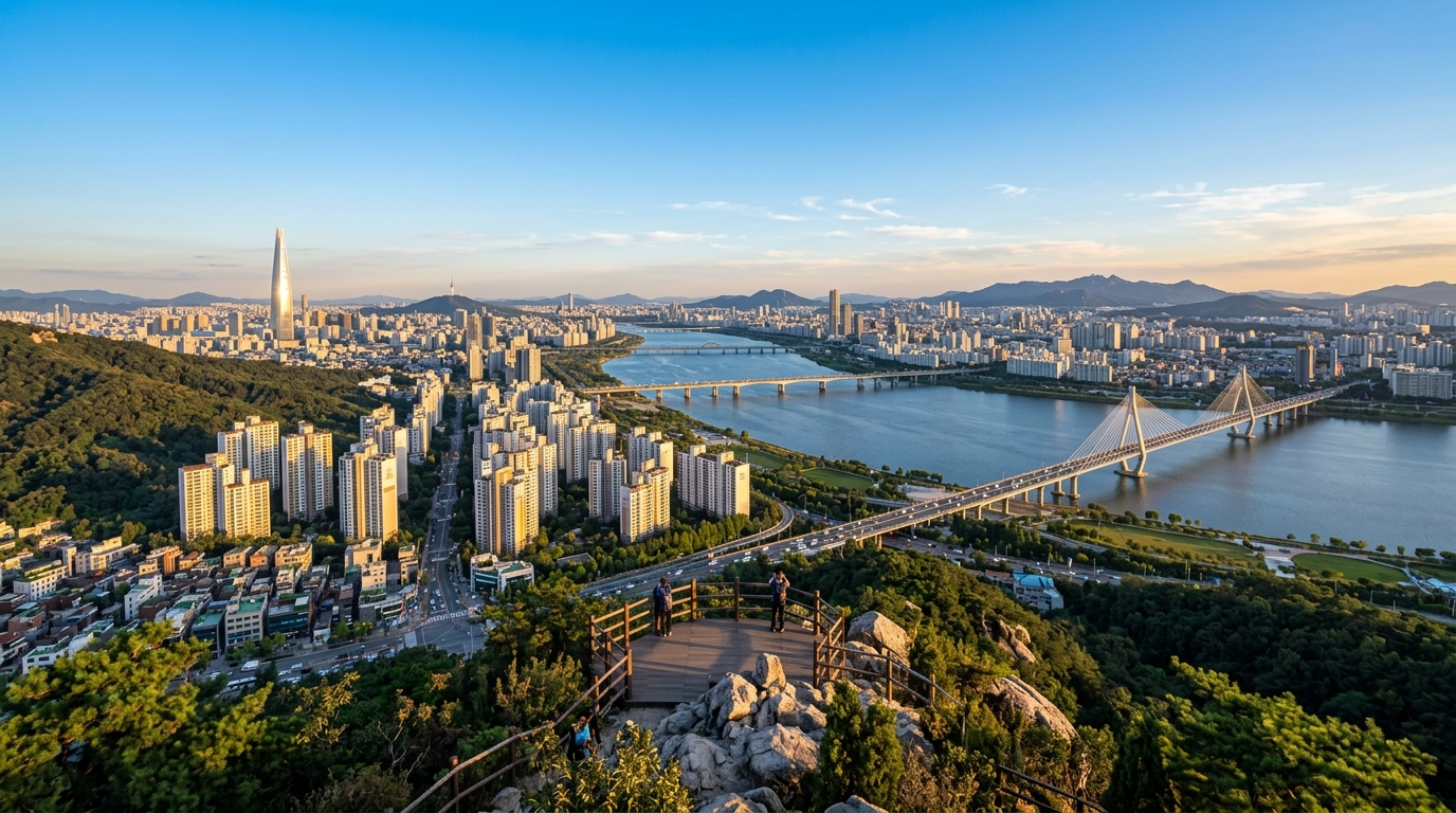 아차산에서 본 광장동과 한강