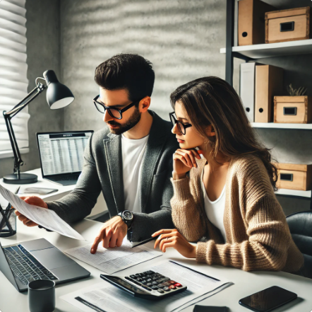 연말정산 하는 부부의 이미지