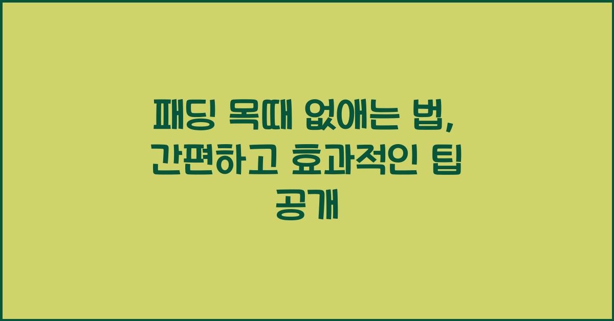 패딩 목때 없애는 법