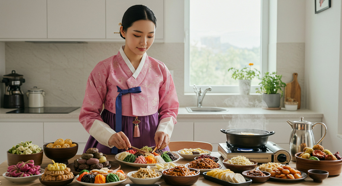명절 준비하는 새댁 이미지