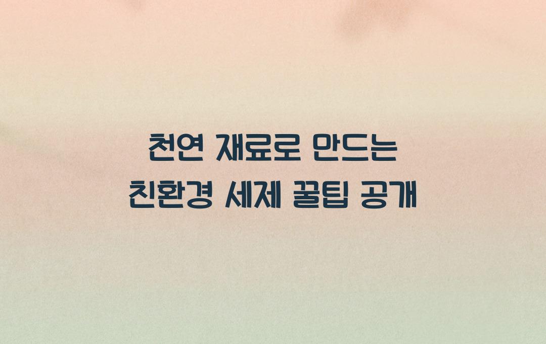 천연 재료로 만드는 친환경 세제