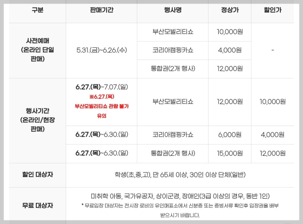 2024 부산모터쇼 일정 사전예매 주차할인 정보