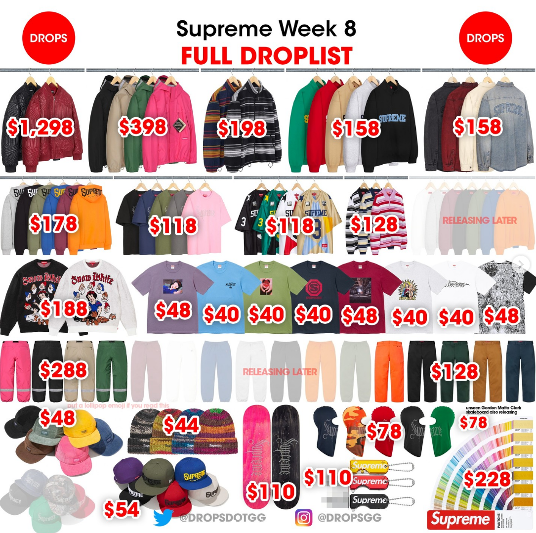 SUPREME 슈프림 24년 FW 8주차 드랍리스트