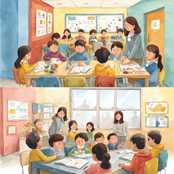 지자체 돌봄센터 또는 학교 돌봄교실을 시각화한 이미지