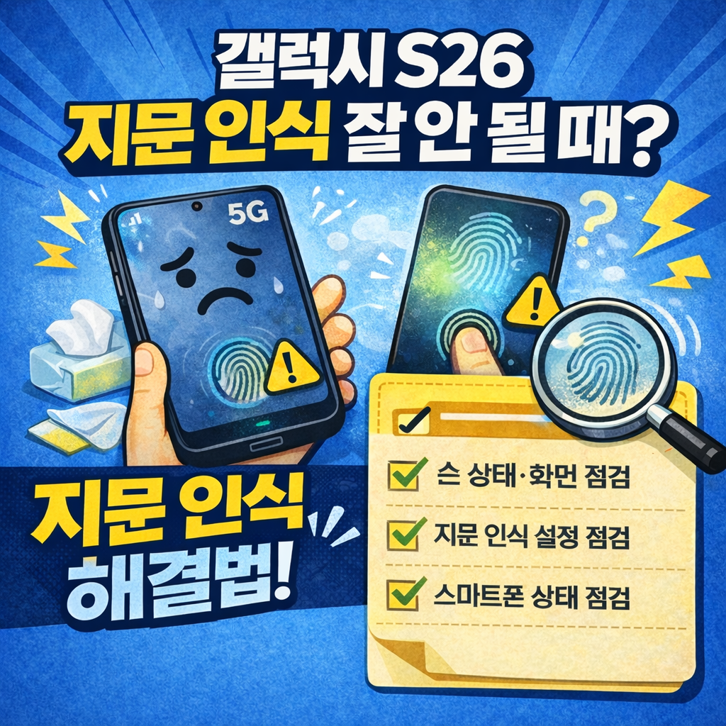 갤럭시 S26 지문 인식 잘 안 될 때 해결 방법