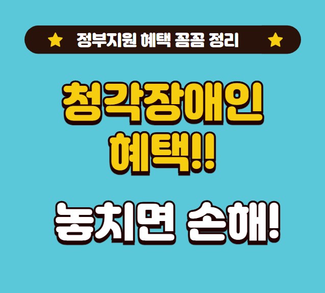 청각장애인 혜택 정부지원 혜택