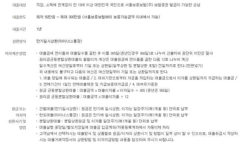 하나원큐 비상금대출 자격조건