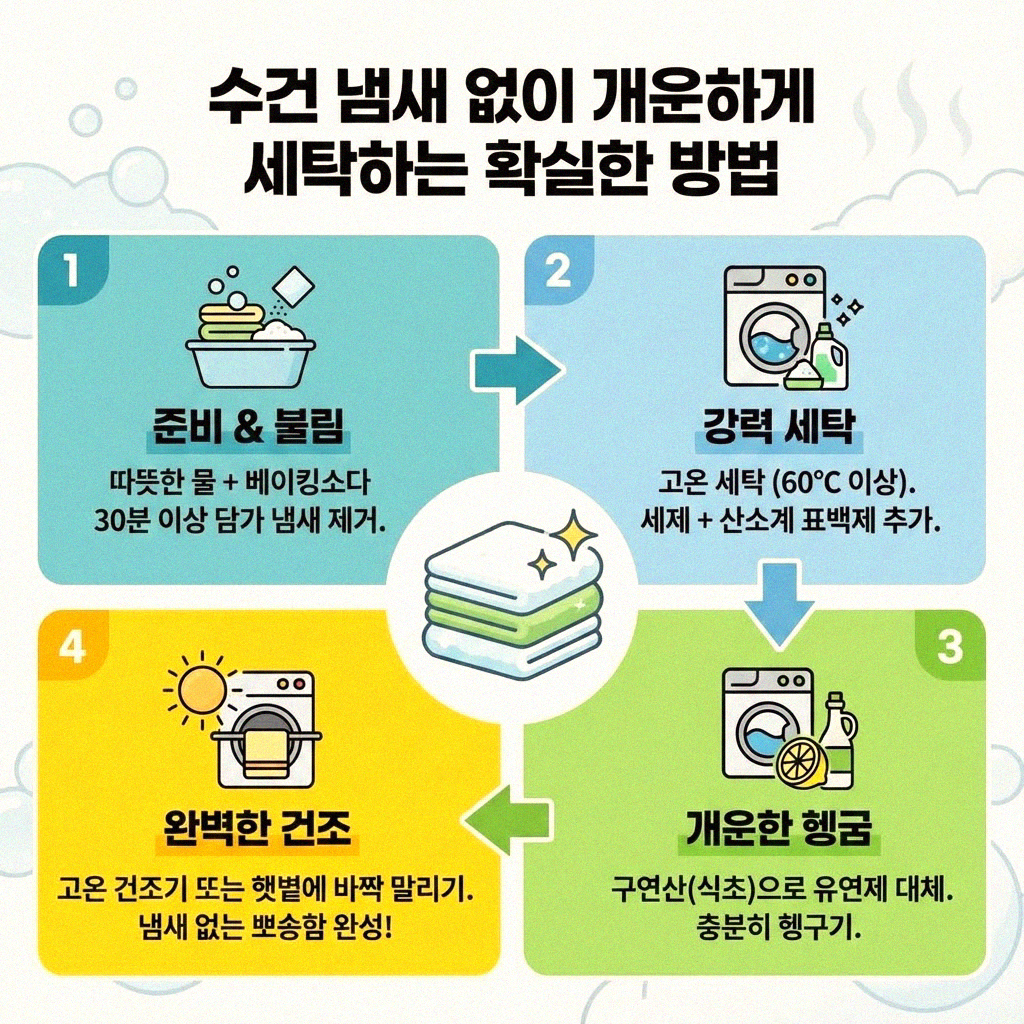 수건 냄새 없이 개운하게 세탁하는 확실한 방법