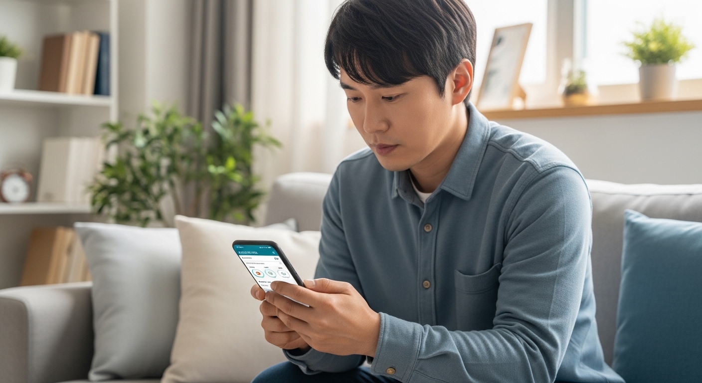 스마트폰-보험-앱-화면-확인하는-모습