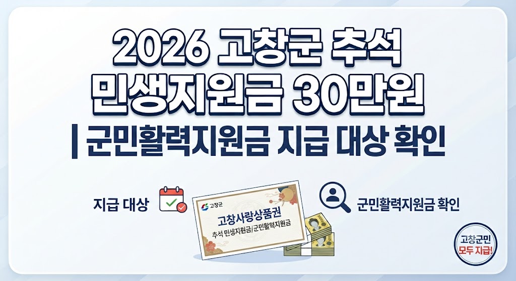 2026 고창군 추석 민생지원금 30만원