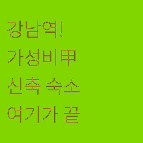 서울 강남역 근처 가성비 호텔 및 신..