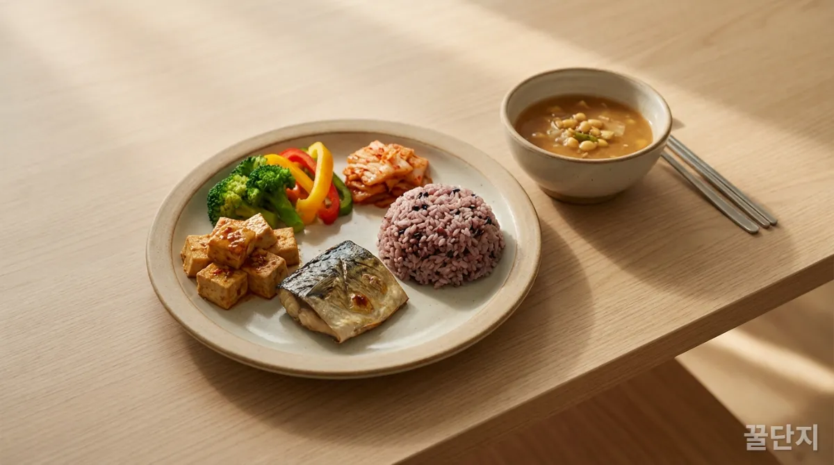 식물성 및 동물성 단백질이 조화롭게 구성된 균형 잡힌 식사