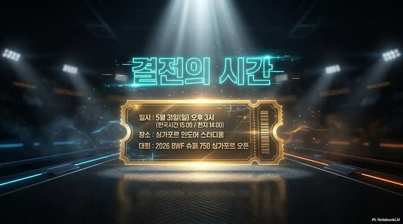싱가포르 오픈 결승 경기 일정 5월 31일 오후 3시 - 2026 BWF 슈퍼 750 싱가포르 인도어 스타디움