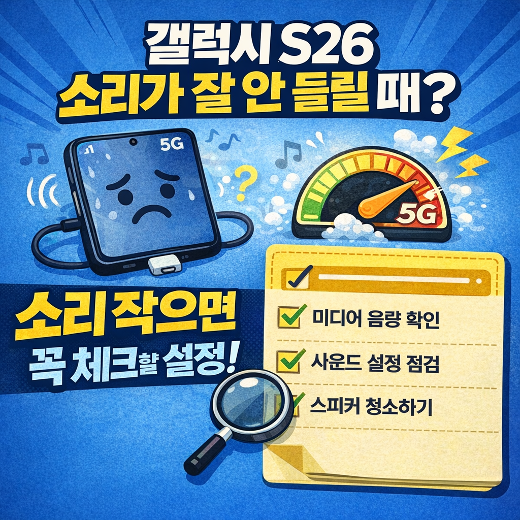 갤럭시 S26 소리가 작게 들릴 때 체크해야 할 설정