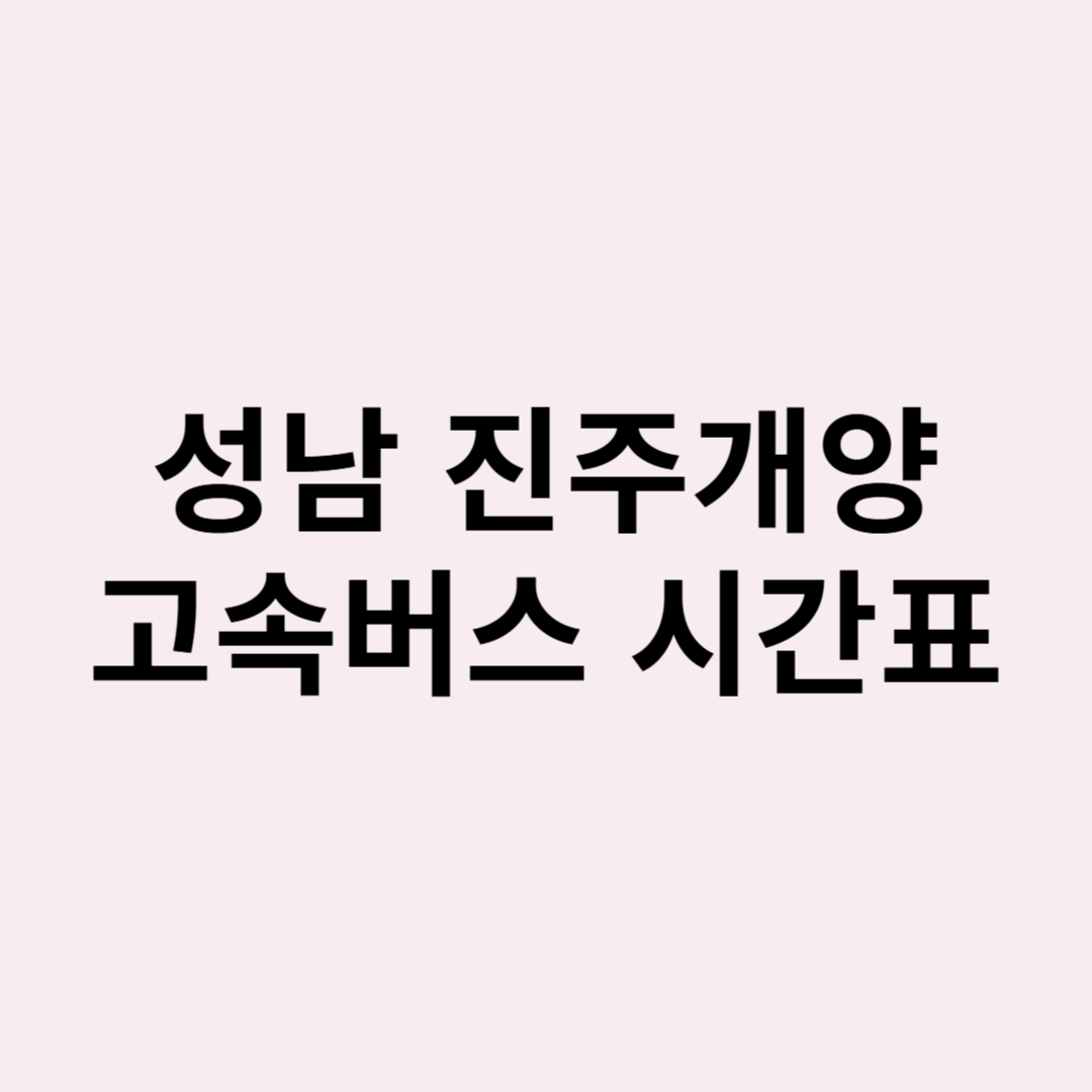 성남(분당)에서 진주 개양 고속버스 시간표