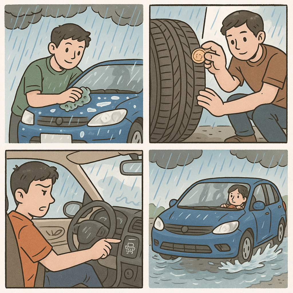 장마철 차량관리와 관련된 이미지 사진