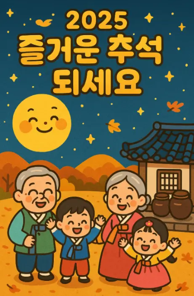 즐거운-추석-할아버지-할머니-아이2명