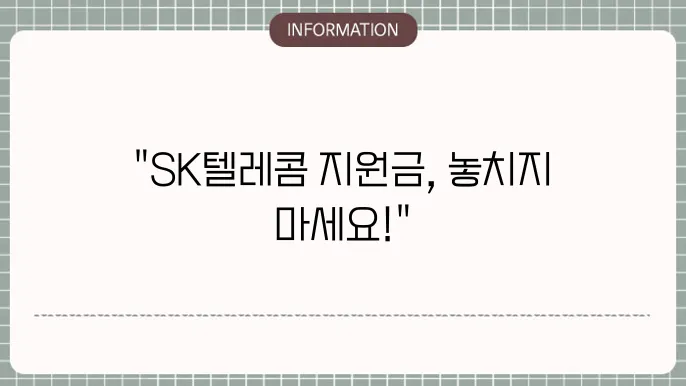 SK 텔레콤 핸드폰 지원금 지원 방법