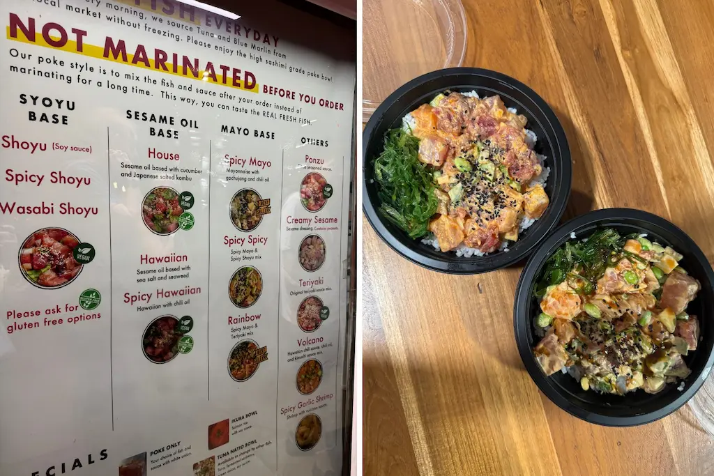 마구로스팟 메뉴판과 포게