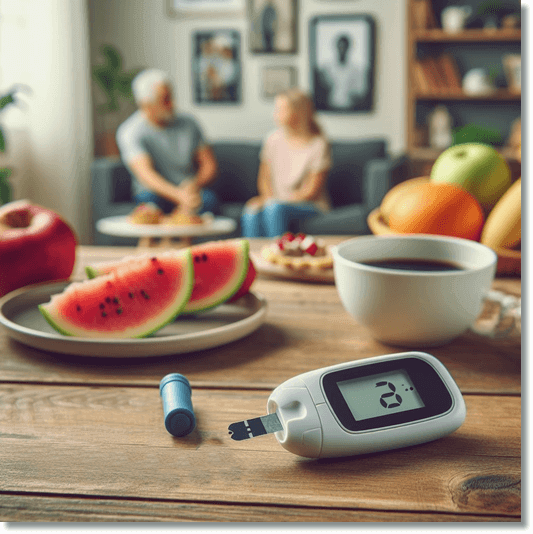 상담 받는 콜레스테롤과 혈당 수치가 높은 노인