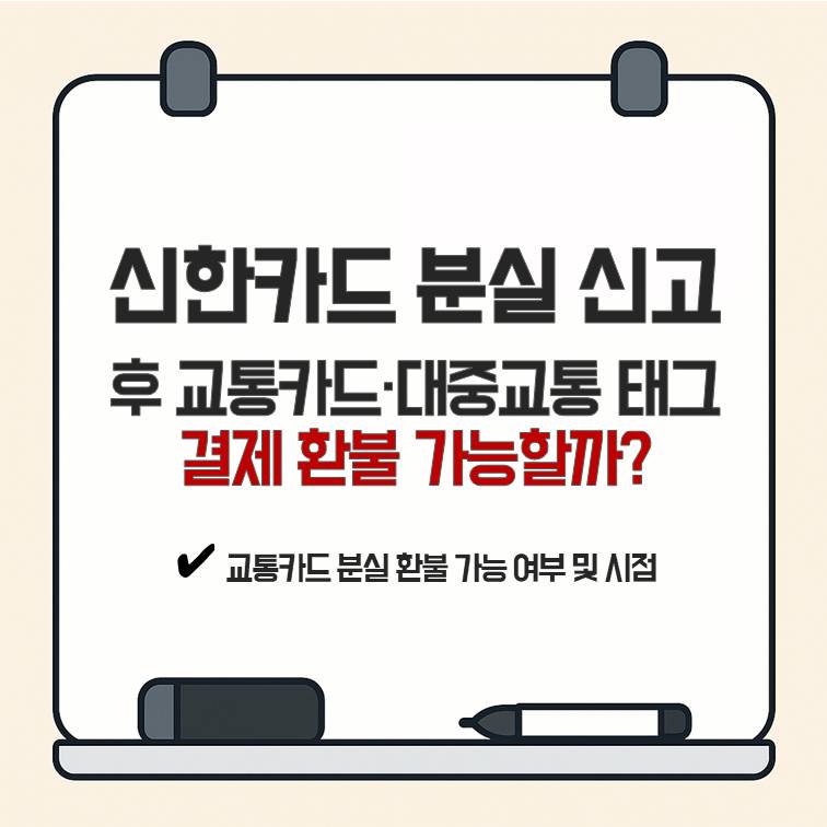 신한카드 분실 신고 후 교통카드&middot;대중교통 태그 결제 환불 가능 여부와 판단 기준을 설명하는 썸네일