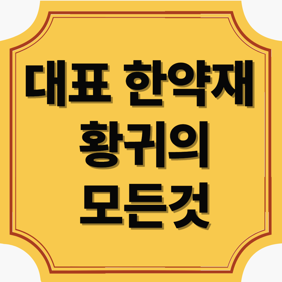 기운을 북돋아주는 대표 한약재, 황귀의 모든 것