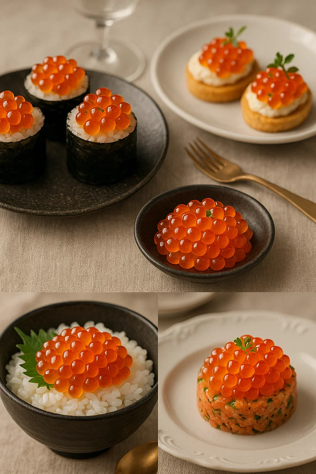 연어알 캐비어를 활용한 음식