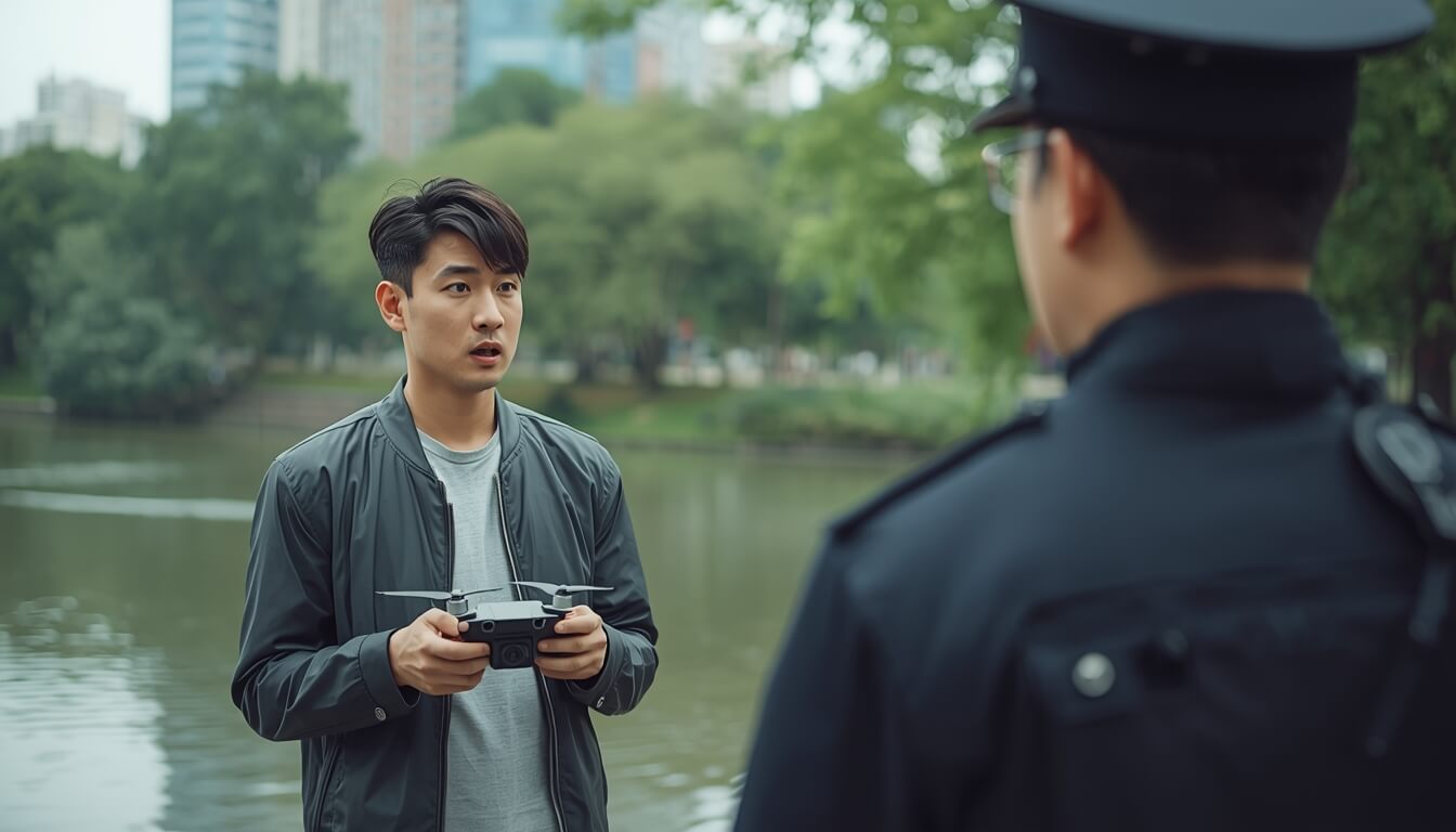 드론 비행금지구역 위반 적발 도심 공원 상황