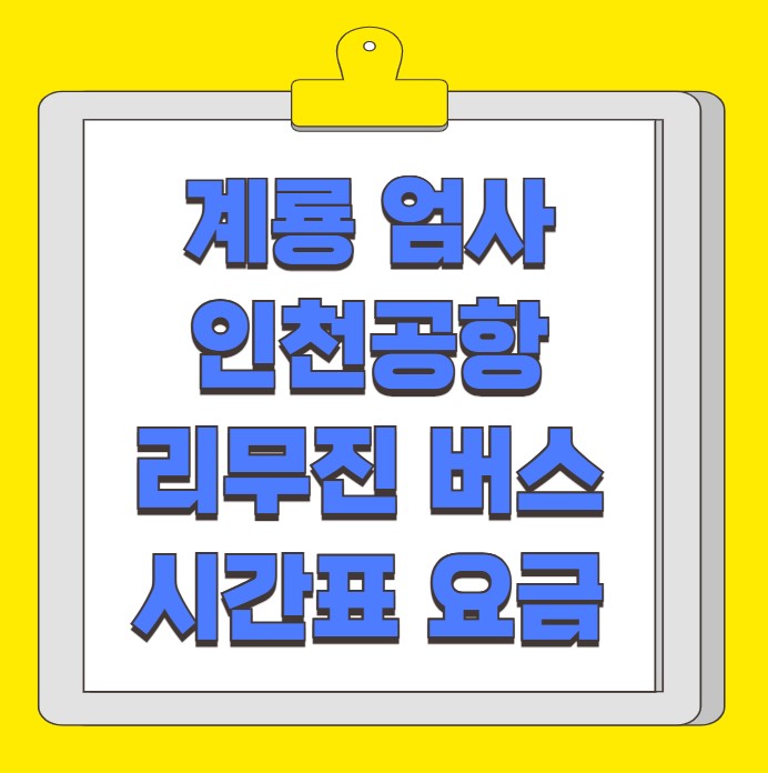계룡 엄사 인천공항 리무진 버스 시간표 요금 예약 방법