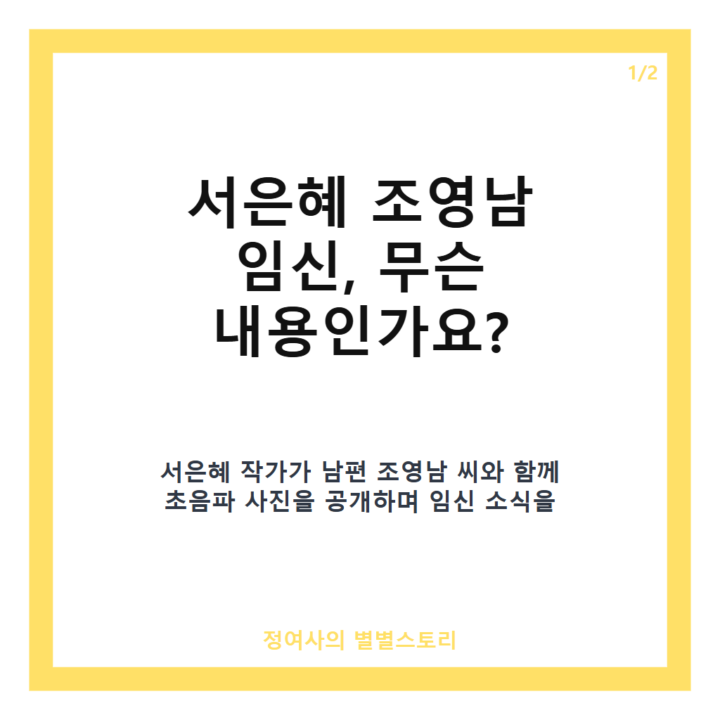 서은혜 조영남 임신 소식과 초음파 사진으로 본 진짜 이야기 카드뉴스 1